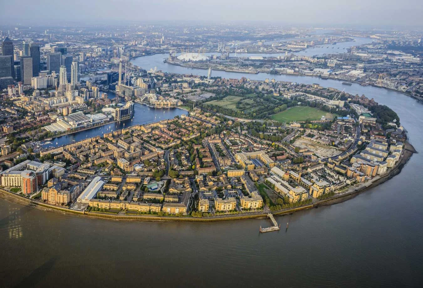 Aerial view of london cityscape and river england Aerial view of london cityscape and river england