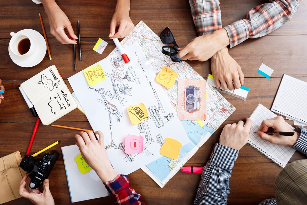 Businessmen hands wooden table with documents drafts Businessmen hands wooden table with documents drafts