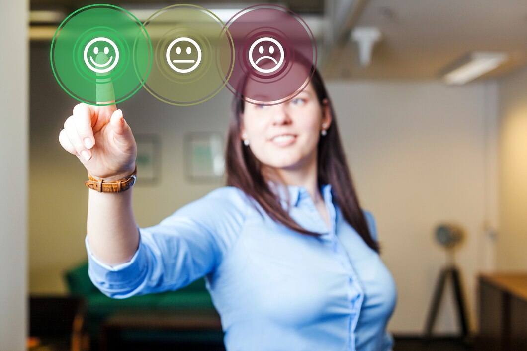 Collage customer experience concept Collage customer experience concept