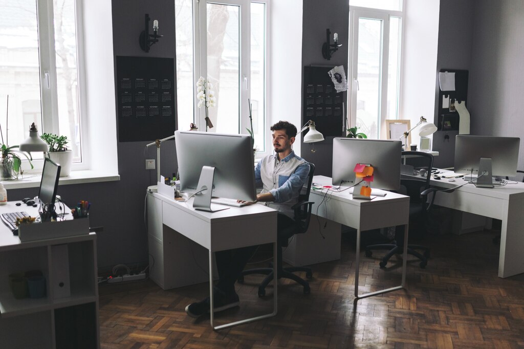 Handsome businessman working office Handsome businessman working office