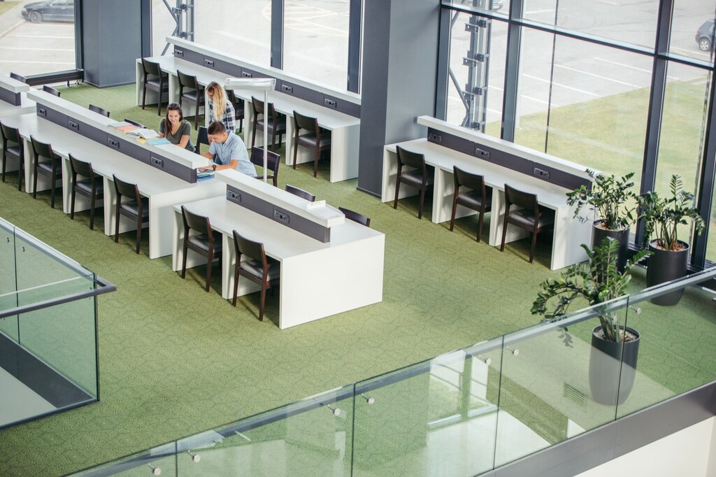 man women table library