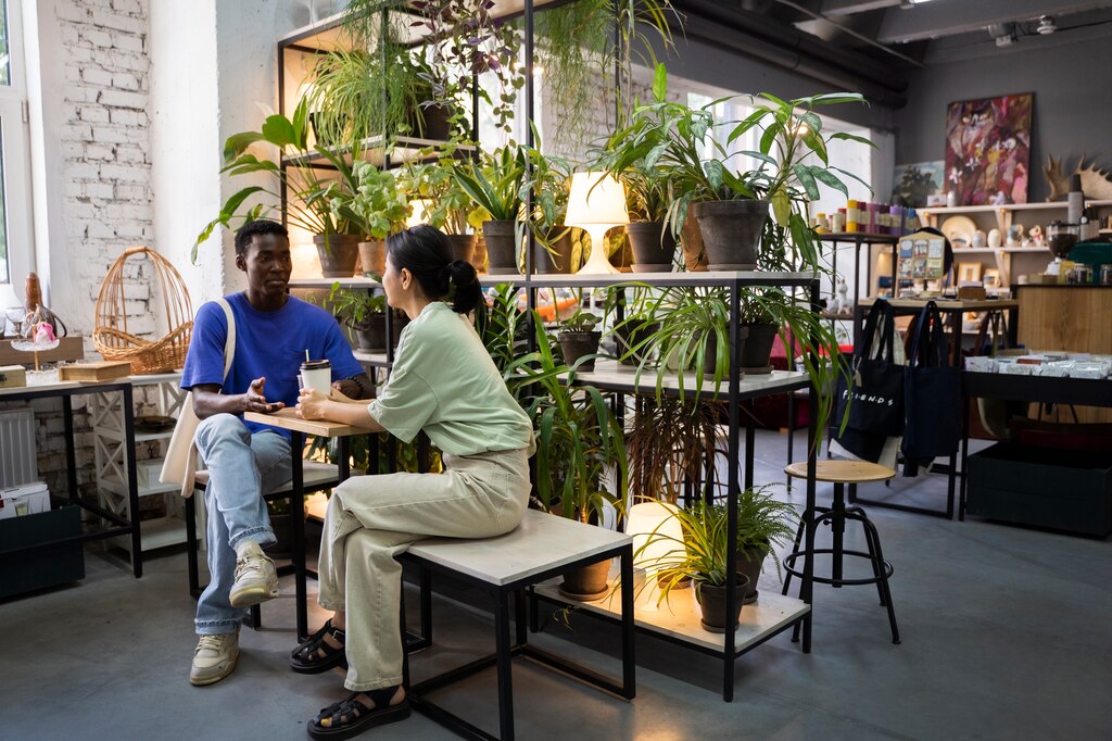 People sitting table full shot