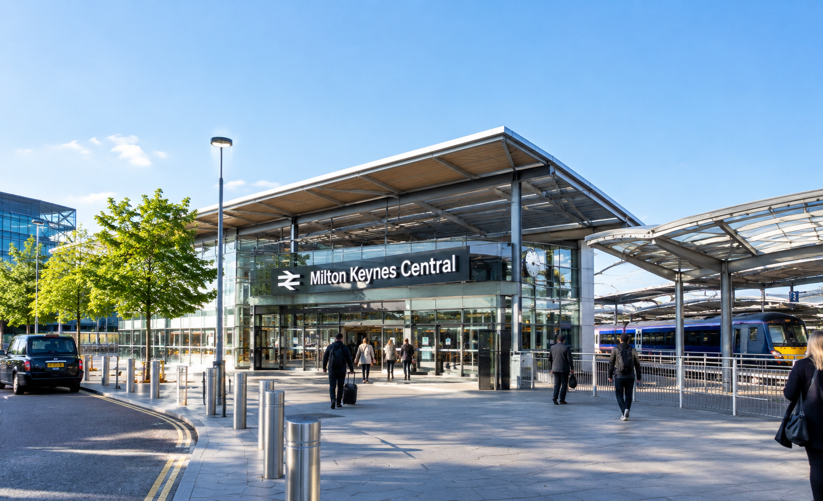 Photo of Milton Keynes Central railway station exterior or the M1 motorway near Junction 14.